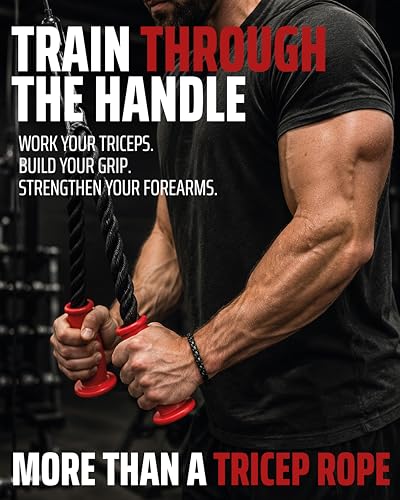 THEFITGUY Ergonomic Tricep Rope - Non-Slip Cable Machine Attachment | 30in length for pushdowns, lat pulldowns, curls and face pulls; wrist-friendly grip for home or commercial gyms