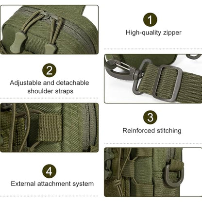 MiOYOOW Tactical Sling Bag, Waterproof Chest Pack Adjustable Crossbody Backpack for Men Women Outdoor Sports Climbing Camping - color: Green