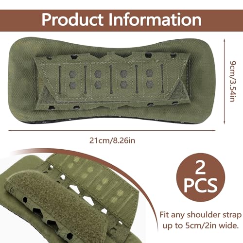 2 Pack Shoulder Strap Pad for Tactical Vest, Breathable Backpack Strap Pads Bag Strap Soft Mesh Cushion Pads for Plate Carrier, Chest Rig, Sling Bag, Duffle Bag - color: Green