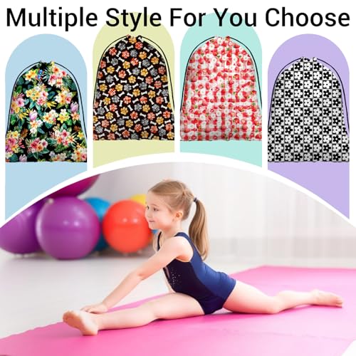 Grip Bag for Gymnast Colorful Paw Plaid Adjustable Gym String Storage Pouch Patriotic Small Bag - color: Dog Paws Black
