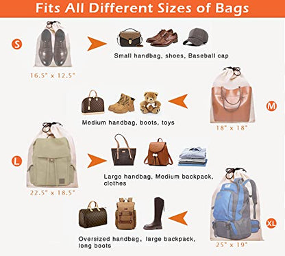 MISSLO Cotton Breathable Dust-proof Drawstring Storage Pouch Bag (Pack 3 XL) - size: XL