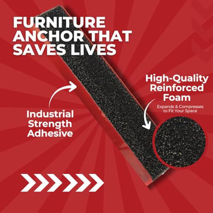 Adhesive Furniture Anchor, No-Drill, Aesthetic & Invisible Once Installed, Anti-Tip Furniture Safety Anchor to Childproof and Babyproof Your Home, Holds Up to 300 Pounds, 1-Pack - size: Furniture Anchor 1 Pack