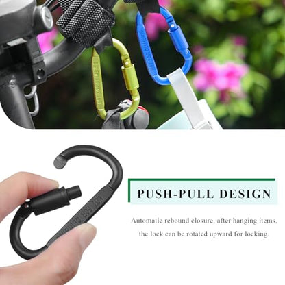 2PCS Hook for Hanging Helmet Goggle Headsets Bags, Heavy Duty Carabiner Clip, Adjustable Strap Hook for Scooter (Black) - color: Black