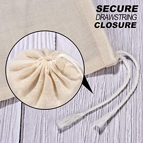 Tatuo 3 x 4 Inches Muslin Cotton Drawstring Bags Canvas Linen Sachet Bag Reusable Empty Gift Pouch for Party Home Supplies - size: 3 x 4 Inches (Pack of 50)