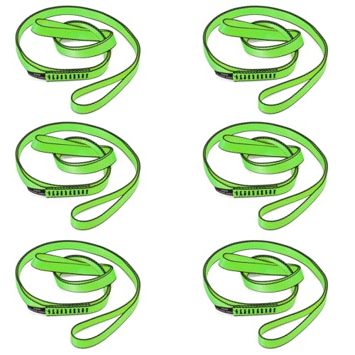 18MM Nylon Climbing Sling Runner 23KN CE2008/EN566 Strong Webbing Straps for Rock Climbing,Mountaineering, Rappelling, Swing, Yoga Hammock etc - color: Green, size: 120cm/ 48inch |Pack of 6