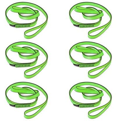 18MM Nylon Climbing Sling Runner 23KN CE2008/EN566 Strong Webbing Straps for Rock Climbing,Mountaineering, Rappelling, Swing, Yoga Hammock etc - color: Green, size: 120cm/ 48inch |Pack of 6