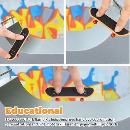 Simhoa Finger Skateboard Ramp, Mini Fingerboard Ramp, Plastic Skateboard Obstacle, Training Props for Finger Skill Development, Desk Skatepark Toy & Gift for Kids Teens Fingerboard Players, U Ramp - size: U Ramp