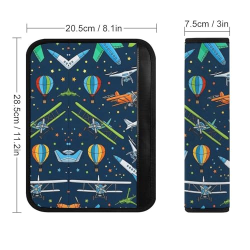 2 Piece Planes Blue Airplanes Car Seat Belt Pad Breathable Seat Belt Cushion for Child, Stroller Pushchair High Chair, Easy Install (No Tool) - color: Pattern 354