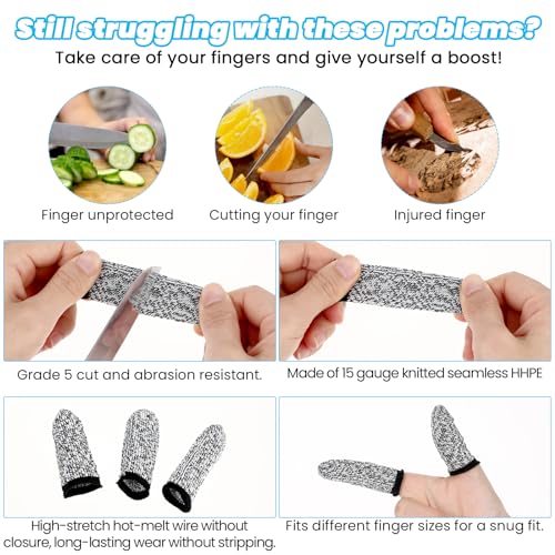 14 Pieces Finger Covers, Ymapinc Finger Sleeve Cots Protector for Finger Tips, Reusable Thumb Finger Protectors Cut Resistant Guards for Kitchen Sculpture Work