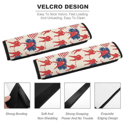 2 Pack Breathable Car Seat Belt Pad for Child, Stroller Pushchair High Chair, Ice Hockey American Flag Neck Strap Covers, Neck and Shoulder Support - color: Pattern 390