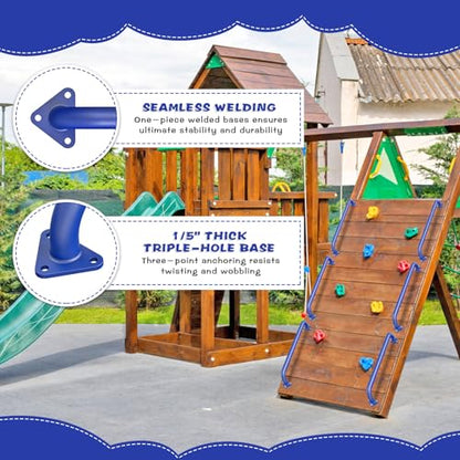 SELEWARE 30" Blue Metal Playground Handles Playset Grab Bars Ladder Handle | 500LB 2Pcs Heavy Duty Steel Kids Playground Handles for Indoor/Outdoor Ladder Handrail Swing Set Treehouse Rock Climbing Wall - color: E: 30"-2 Pcs-blue