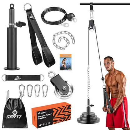 SERTT Weight Cable Pulley System Gym, with Upgraded 2 in 1 Loading Pin,for Tricep Pull Down, Bicep Curl, Shoulder, Back, Forearm Home Gym Equipment - color: with Aluminium Alloy Pulley