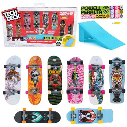 Tech Deck Powell Peralta Sk8shop Bonus Pack Customizable Fingerboards Set | Customize 8 Boards with Skate Tool, Mini Ramp for Epic Tricks, Fidget Skateboard Toy Gifts for Kids & Collectors Ages 6