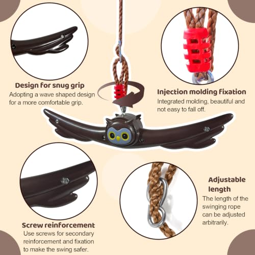 Ninja Twist Swing-360 Degree Handle Rotation Promotes Sensory Development, Arm Strength,Swingset Accessories Outdoor-Swing Spins Set (Brown) - color: Brown