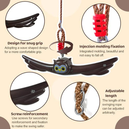Ninja Twist Swing-360 Degree Handle Rotation Promotes Sensory Development, Arm Strength,Swingset Accessories Outdoor-Swing Spins Set (Brown) - color: Brown