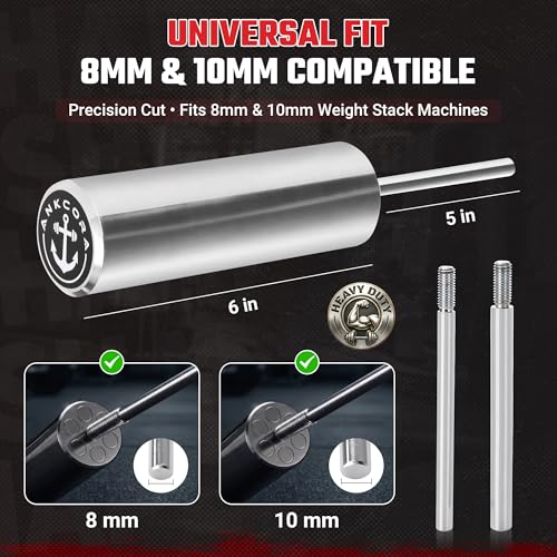 Gym Pin Kit 10mm & 8mm Universal Fit, Weight Stack Pin, Gympin, Weight Pin, Gym Pins for Weight Stack, Weight Stack Extender Pin, Weight Pins for Weight Stack Machine