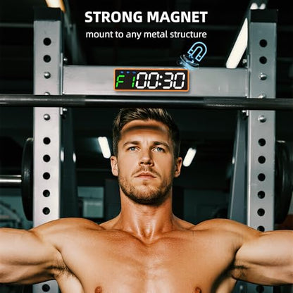 Mini Portable Gym Timer Clock, Large LED Digital Display Screen, Powerful Magnet, Powerful Battery, Count up/Down, Stopwatch, Exercise Interval Timer, Eight Fitness Modes, Suitable for Home and Gym - color: Orange