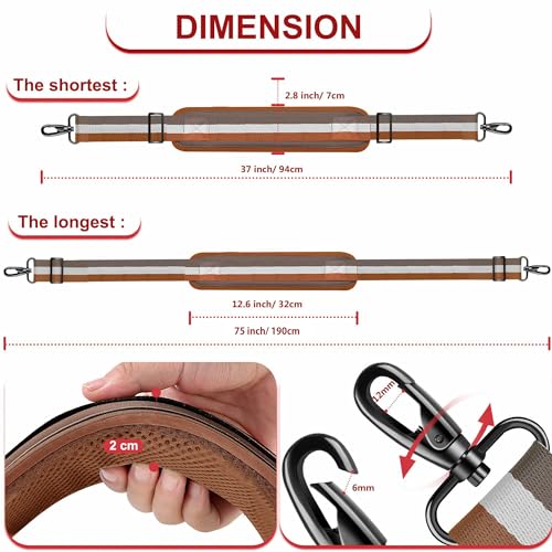 ZINZ 75" Shoulder Strap with Fixed Pad and Dual Balanced Buckles，Brown-White-Gray Stripe - color: Brown-white-gray Stripe
