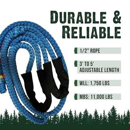 FORESTER Arborist Whoopie Sling - 1/2" x 3-5' Rigging Sling | Adjustable Length | Arborist Equipment | Climbing Sling | Anchor for Port A Wrap