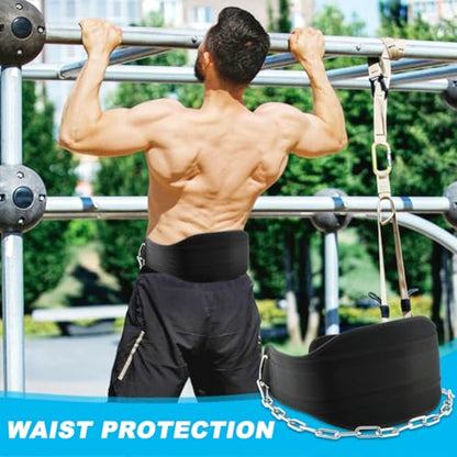 Dip Belt with 34in Heavy Duty Chain for Pull-Ups and Powerlifting | Weighted Dip Belt designed for stable and secure weighted workouts.550lbs - 650lbs Weight Capacity