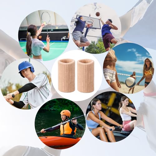 TIESOME 20 Pcs Finger Sleeves for Arthritis, Skin Tone | Elastic Finger Compression Sleeves Thumb Splint Support, Breathable Pain Relief Protector for Tendon, Joint and Arthritis