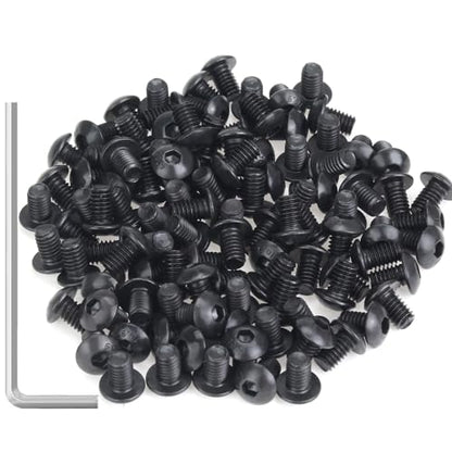 105 Pieces M4 x 6mm Button Head Socket Cap Screws, Thread Pitch 0.7mm, Sutemribor M4 Black Screws, 10.9 Grade Alloy Steel, Black Oxide Finish, Fully Threaded - size: M4 x 6mm, style: Button Head
