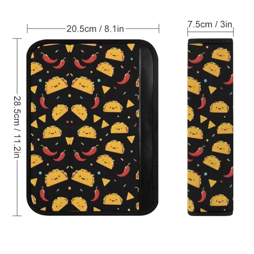 2PCS Cute Taco Car Seat Straps Shoulder Pads Universal Soft and Comfortable Seat Belt Covers Cushion for Child, All Vehicles, Shock Absorption - color: Pattern 7