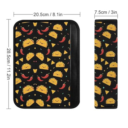 2PCS Cute Taco Car Seat Straps Shoulder Pads Universal Soft and Comfortable Seat Belt Covers Cushion for Child, All Vehicles, Shock Absorption - color: Pattern 7