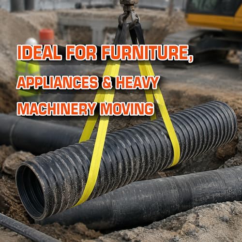 2-Pack 2" x6.5ft Lift Sling Web Straps Heavy Duty Polyester | 13,000lbs capacity. Feature abrasion resistant wear guard ends. Ideal for lifting furniture, appliances & heavy loads. - style: 2pk 2in x 6.5 ft