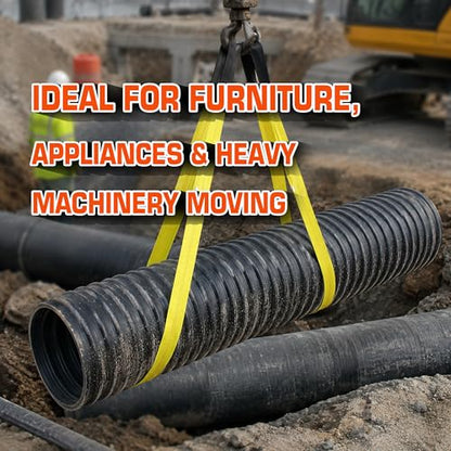 4-Pack 2" x6.5ft Lift Sling Web Straps Heavy Duty Polyester | 13,000lbs capacity. Feature abrasion resistant wear guard ends. Ideal for lifting furniture, appliances & heavy loads. - style: 4pk 2in x 6.5 ft