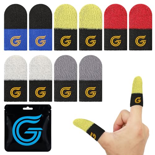 10-Pack Gaming Finger Sleeves for Mobile Gaming & Touchscreen | Carbon Fiber Material, High Sensitivity, Anti-Slip, Breathable, Ideal for Sweaty Hands, PUBG & COD Mobile - color: Two-Tone Assorted Colors