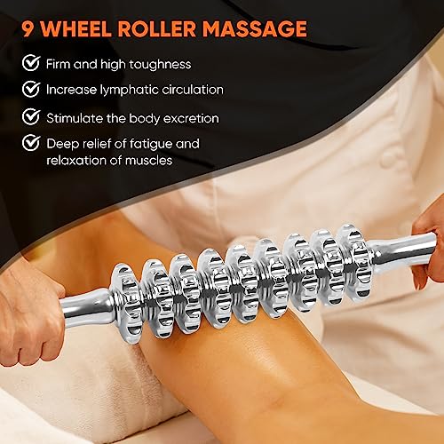 ONUEMP Stainless Steel Massage Roller for Ice Body Sculpting, Maderoterapia Kit Colombiana Professional, Cellulite Massager Roller, Lymphatic Drainage Massager, Cellulite Remover for Leg Back - size: Roller Stick