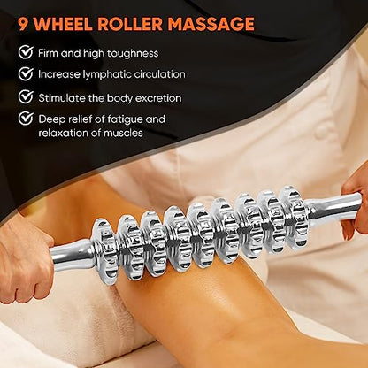 ONUEMP Stainless Steel Massage Roller for Ice Body Sculpting, Maderoterapia Kit Colombiana Professional, Cellulite Massager Roller, Lymphatic Drainage Massager, Cellulite Remover for Leg Back - size: Roller Stick