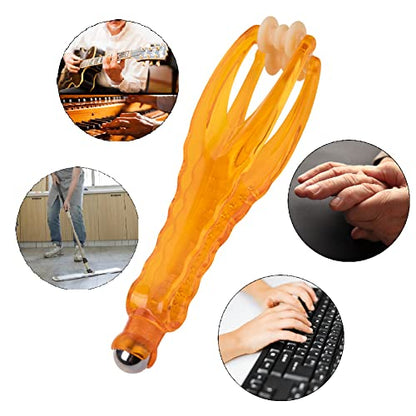 2 Pack Finger Massager,Finger Roller,Handheld Finger Massage Tool for Blood Circulation and Stress Relief,Plastic Double Rubber Roller Massager (with Steel Ball)