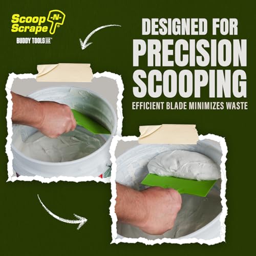 Buddy Tools Scoop-N-Scrape Bucket Scoop | Efficient Bucket Scoop for 5-Gallon Buckets - Curved Bucket Trowel - Heavy-Duty Nylon - Scrapes Clean