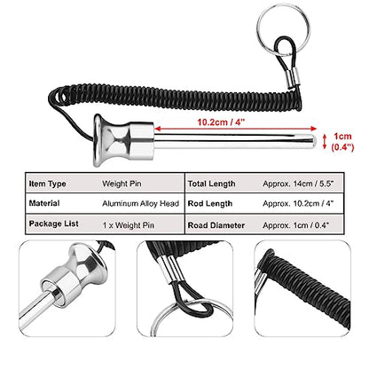 Cosmos Gym Weight Stack Pin Universal Replacement Selector Lock Pin Detent Hitch Pin, Tensile 3/8" Dia. & 4" Locking Space with Lanyard, for Gym Equipment Machine Weight Plate - color: Silver Tone Knob