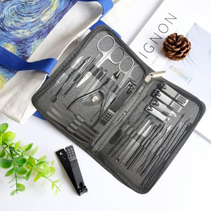 Manicure Set Pedicure Kit Womens Nail Clippers Set 32 in 1 Professional Grooming Care Tools Nail Kit Including Facial, Fingernails and Toenails Care with Travel Case Men Women - color: Navy 7in1