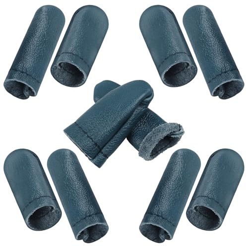 10 PCS Leather Finger Protector Needle - Needle Felting Knitting Finger Protector, Needle Felting Knitting Finger Thimble Guards Tools, Needlework Fingers Thumb Protection Sleeve Cots(Random Color)