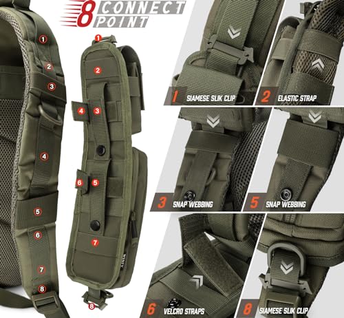WYNEX Molle Accessories Pouch of Double Zipper Pocket Version, Backpack Strap Pouch Shoulder Strap Molle Attachment Tactical Accessories Bag Shoulder Starps Zipper Pocket Additional Phone Holder - color: Range Green-1Pcs