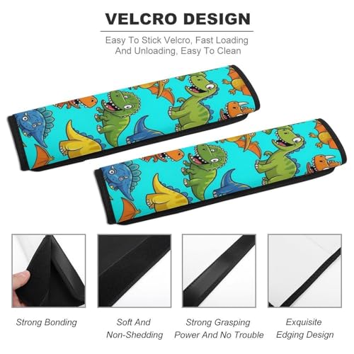 Universal Soft and Comfortable Seat Belt Shoulder Pad for Adult Use, Most Cars, 1 Pair Dinosaurs Harness Pads Strap Anti-Slip Pad - color: Pattern 1087