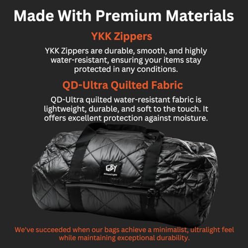 Quilted Duffle Bag - 20" Black Puffer Gym Bags for Men & Women, Lightweight Travel Bag, Ideal for Workout, Sports, Travel, Carry-On, 30L Waterproof Mini Duffle Bag by GBY