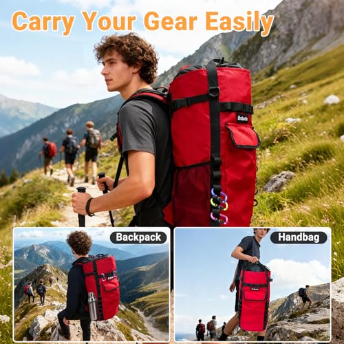 Climbing Rope Bag,Large Capacity Arborist Tree Rope Storage Bag,Waterproof Outdoor Rock Climbing Gear Bag - color: Red