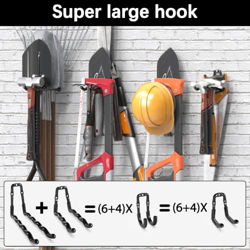 3-H Super Heavy Duty Garage Hooks 14 Pack, One-Piece Construction Garage Wall Hooks, Garage Hanger & Organizer Wall Mount for Ladders, Bikes, Chairs, WeedEaters, Shovels, Garden Tools (Black) | Upgraded Patented One-Piece Stamped Garage Storage Hooks, Zer