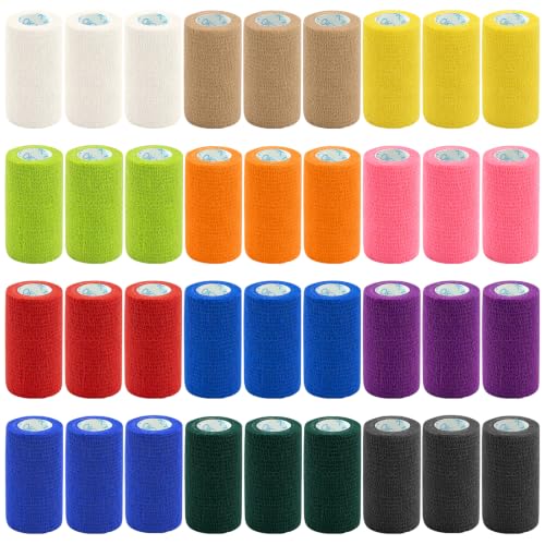 OK TAPE 36 Rolls Self Adhesive Bandage Wrap, Elastic Cohesive Bandage Wrap, Breathable Stretch Athletic Tape for Wrist Ankle Sports Vet Wrap 4" x 5 Yards Assorted Colors - color: Mixed, size: 4inx5yds