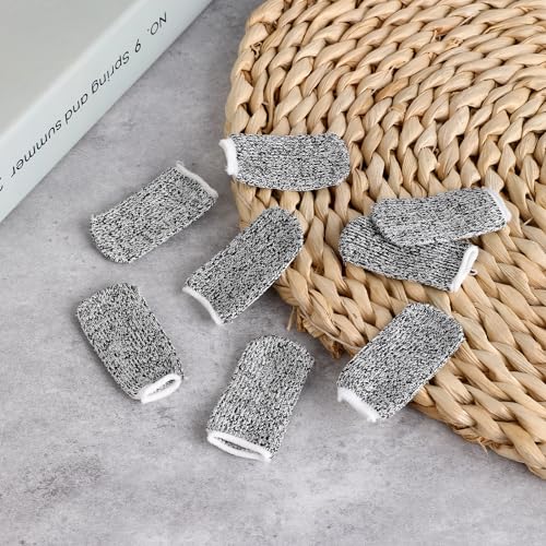 Ptwola 12 Pcs Cut Resistant Finger Cots Anti-Slip Finger Sleeve Protectors Reusable Thumb Anti-Cut Fingertips Covers Protection Guards Glove for Kitchen Sculpture Work Garden Picking