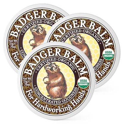 Badger Healing Balm, Hard Working Hands Cream, Organic Hand Cream for Dry Cracked Hands, Long Lasting Hand Moisturizer/Dry Hands Treatment, .75 oz Tin, 3-Pack - size: 0.75 Ounce (Pack of 3)