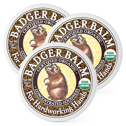 Badger Healing Balm, Hard Working Hands Cream, Organic Hand Cream for Dry Cracked Hands, Long Lasting Hand Moisturizer/Dry Hands Treatment, .75 oz Tin, 3-Pack - size: 0.75 Ounce (Pack of 3)