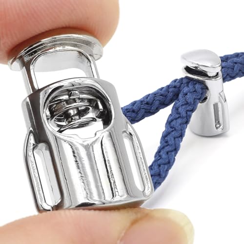 Enosea 12 PCS Metal Cord Locks Single Hole Spring Toggle Stopper | Draw String Clip for Shoelaces, Drawstrings, Paracord, Bags, Clothing
