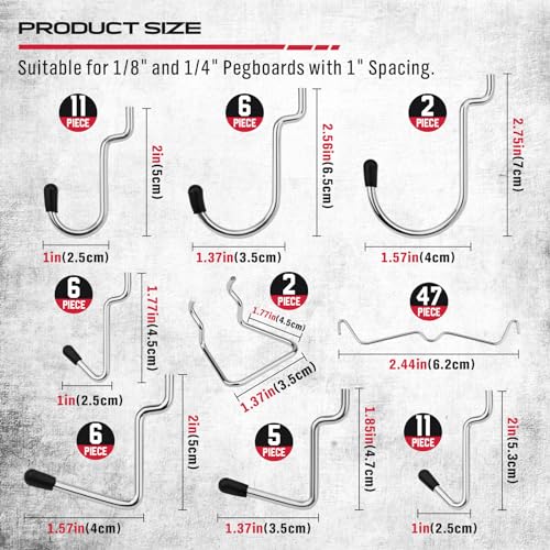 Ultimate 121-Piece Pegboard Hooks Set, Pegboard Accessories with Metal Hooks, Durable Peg Board Organizer Accessories, Pegboard Bins, Peg Board Tool Utility Hooks - style: 121 pcs -- Black