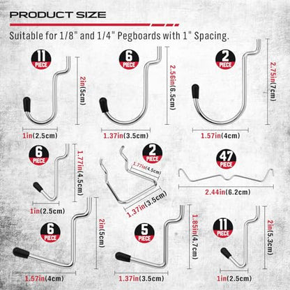 Ultimate 121-Piece Pegboard Hooks Set, Pegboard Accessories with Metal Hooks, Durable Peg Board Organizer Accessories, Pegboard Bins, Peg Board Tool Utility Hooks - style: 121 pcs -- Black